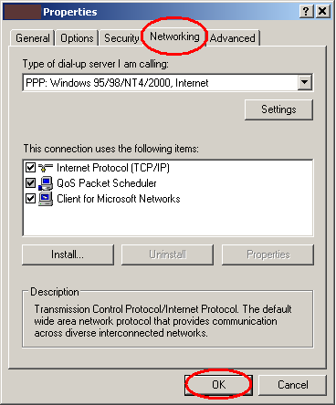 dialup properties
