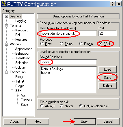 putty session